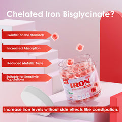 Product packaging emphasizing non-constipating iron supplement