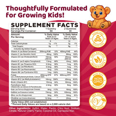 Back packaging showing nutrition facts for kids iron gummies