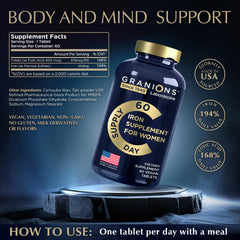 Iron pills for women supporting energy and blood health