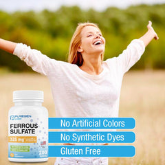 Front view of Puregen Labs iron supplement bottle