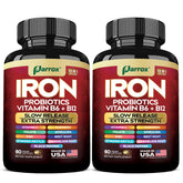 Iron supplement bottle featuring slow-release iron formula