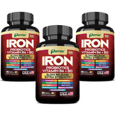 Iron supplement with slow-release formula in bottle