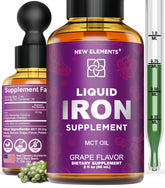 Liquid iron drops bottle with MCT oil and grape flavor