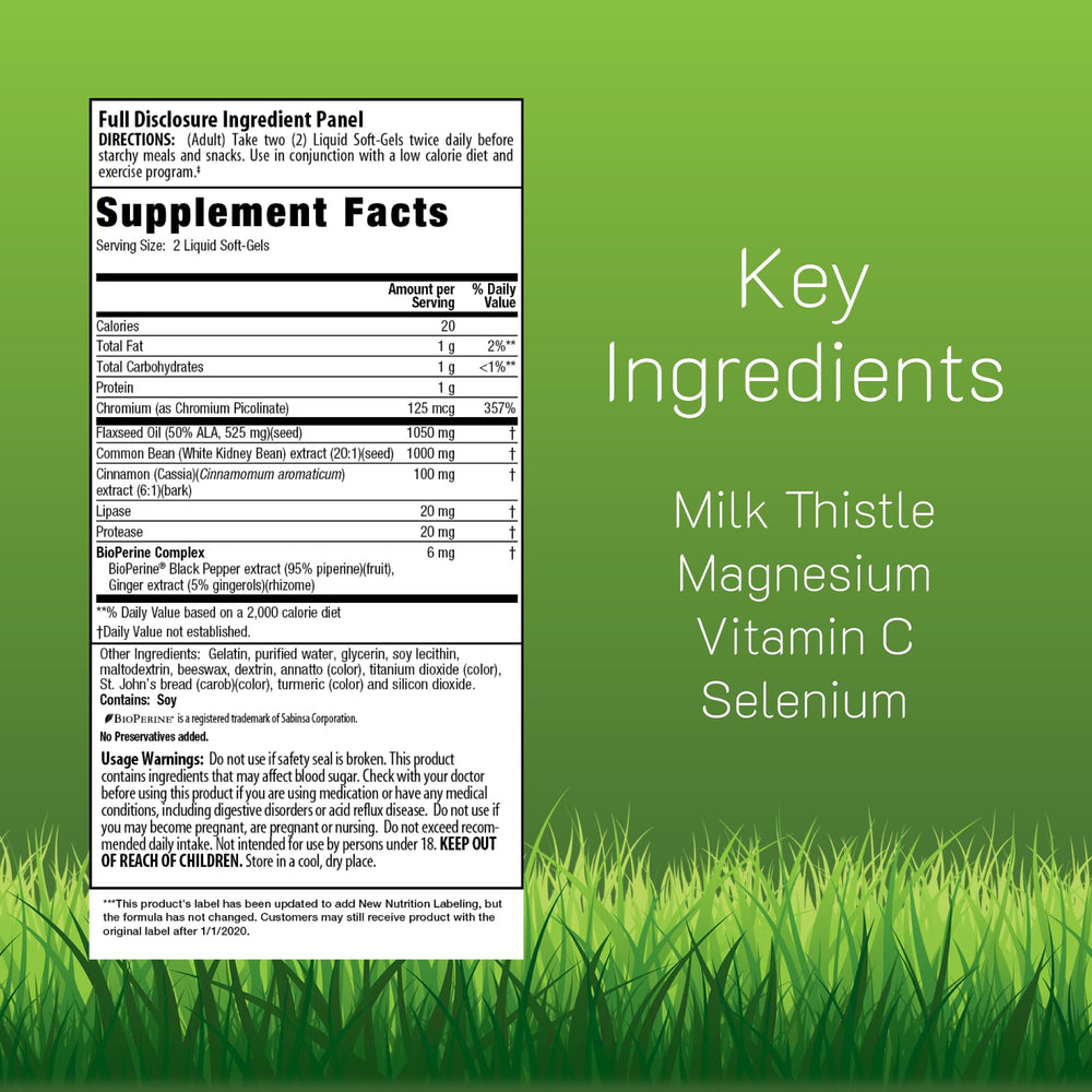 Irwin Naturals 3in1 carb blocker capsules close up for convenient digestion support