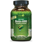 Front view of Irwin Naturals Biotin-6000 bottle with label