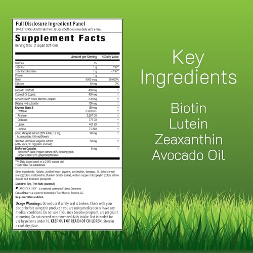 Close-up of Biotin-6000 liquid softgels