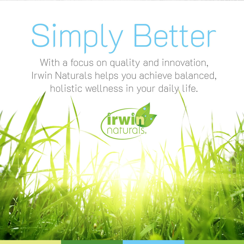 Bottled Irwin Naturals brain health supplement on white background