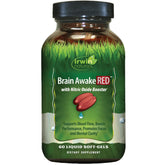 Irwin Naturals Brain Awake RED bottle on desk suggests sharper focus potential.