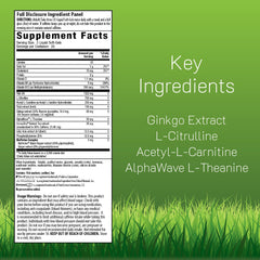 Irwin Naturals Brain Awake RED softgels close-up imply quick, sustained energy.