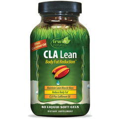Front view of Irwin Naturals CLA Lean Body Fat Reduction bottle with label