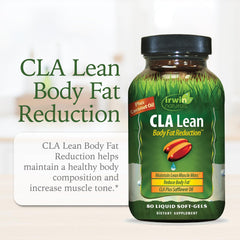 Irwin Naturals CLA Lean Body Fat Reduction bottle beside outer packaging