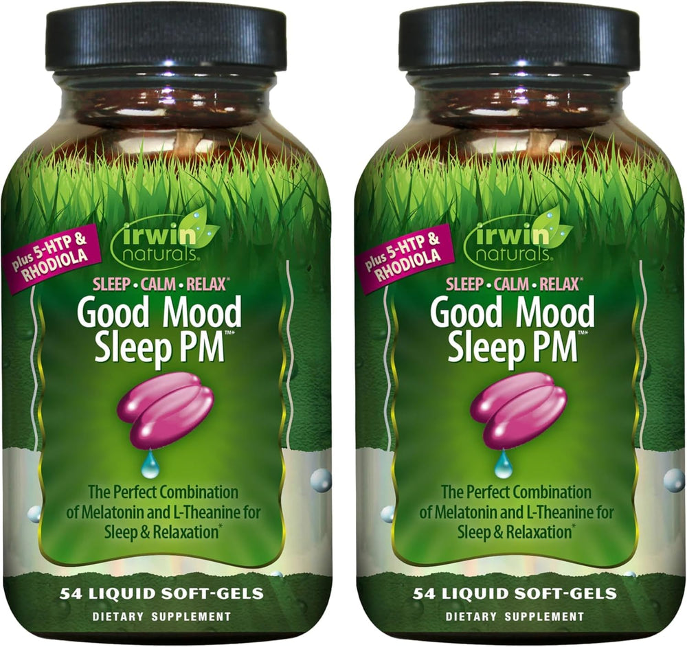 Hero image of Irwin Naturals Good Mood Sleep PM two-pack with 54 liquid soft-gels