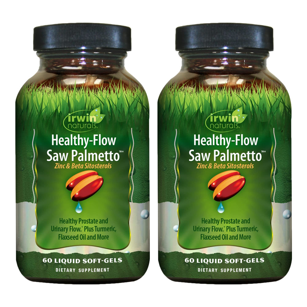 Front view of Irwin Naturals Healthy-Flow Saw Palmetto 60 Soft-Gels Pack of 2