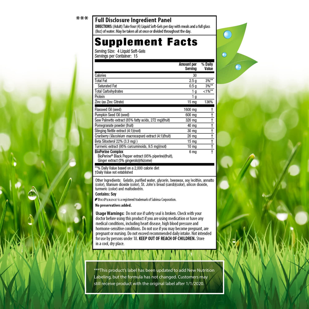 Bottle back showing supplement facts label
