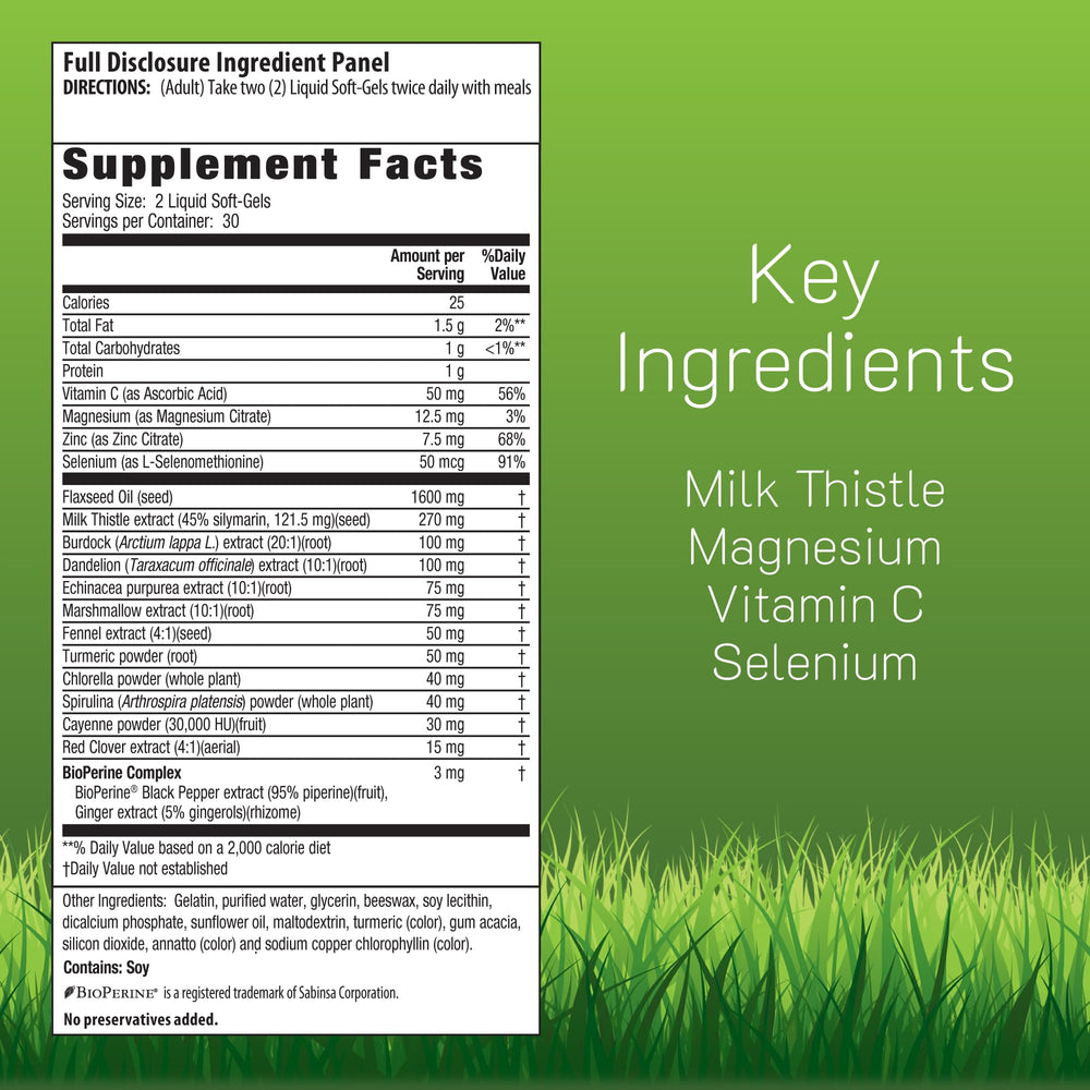 Irwin Naturals Liver Detox softgels closeup illustrating convenient daily capsules.