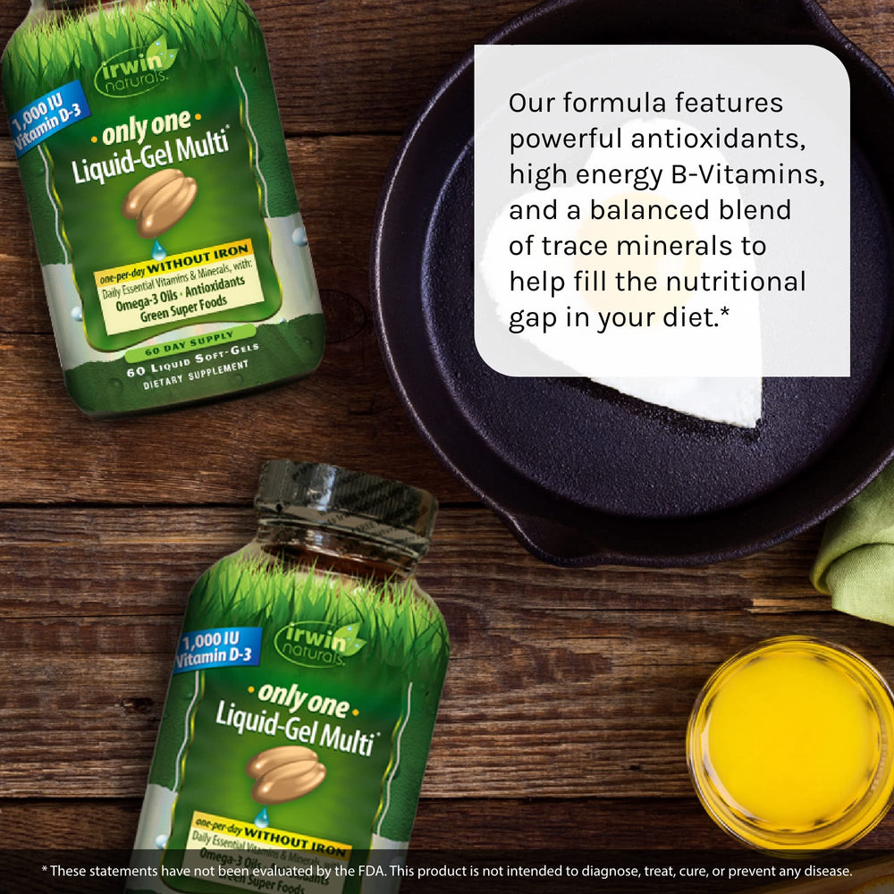 Green superfood blend imagery on Irwin Naturals packaging