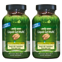 Irwin Naturals Only One Liquid-Gel Multi Without Iron bottle set of 2 x 60 softgels