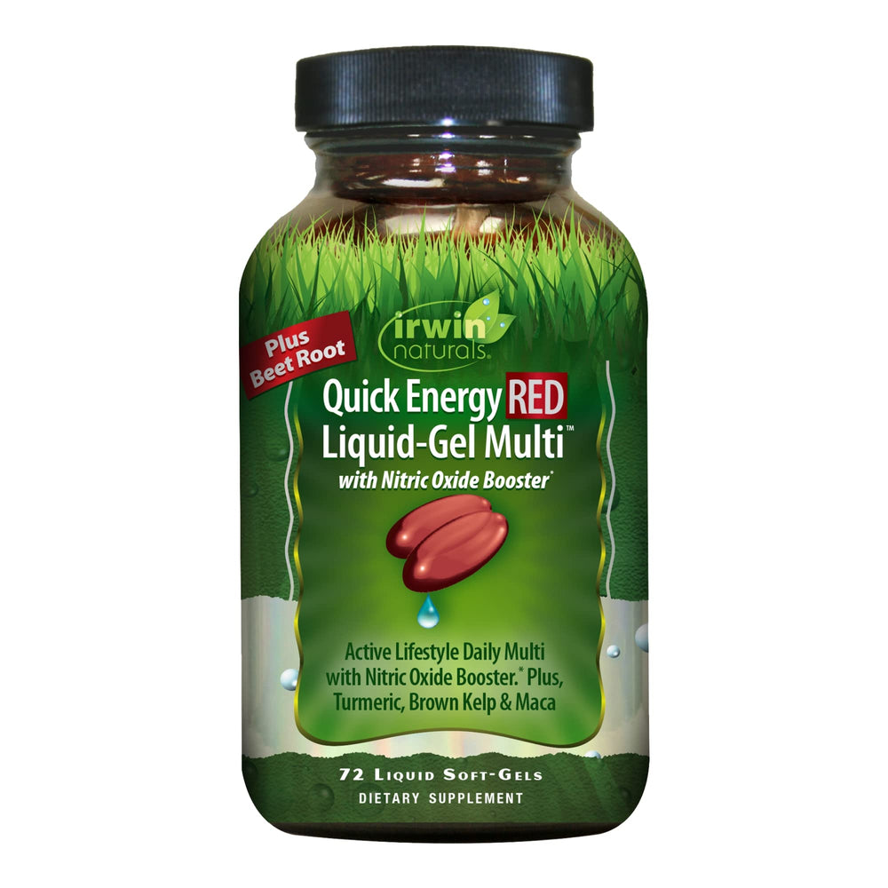 Irwin Naturals Quick Energy RED Liquid-Gel Multi 72 Softgels with Nitric Oxide Booster and Superfoods