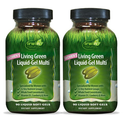 Bottle of Irwin Naturals Women's Living Green Liquid-Gel Multi, 120 liquid softgels per bottle, 2-pack