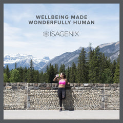 Lifestyle image showing Isagenix Collagen Elixir as part of daily routine