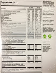 Nutrition facts label for Isagenix Complete Essentials Daily Pack