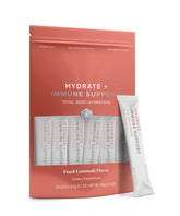 Isagenix Hydrate + Immune Support Peach Lemonade stick pack front view