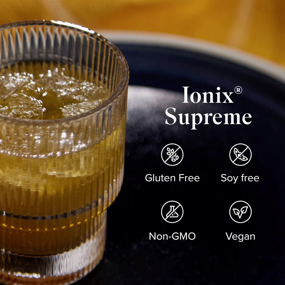 Isagenix Ionix Supreme bottle with vibrant fruit imagery