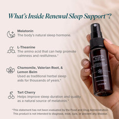 Renewal Sleep Support label showing ingredients and benefits