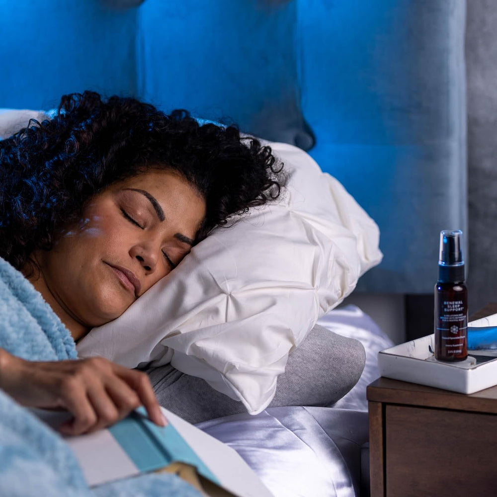 Product shot of Isagenix Renewal Sleep Support with mint leaves