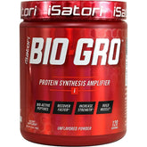 iSatori BIO-GRO bottle label highlights stimulant-free protein support.
