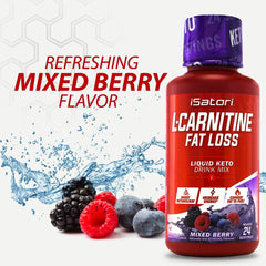 iSatori L-Carnitine 1500 mixed-berry-glass emphasizes delicious flavor alongside low calories.