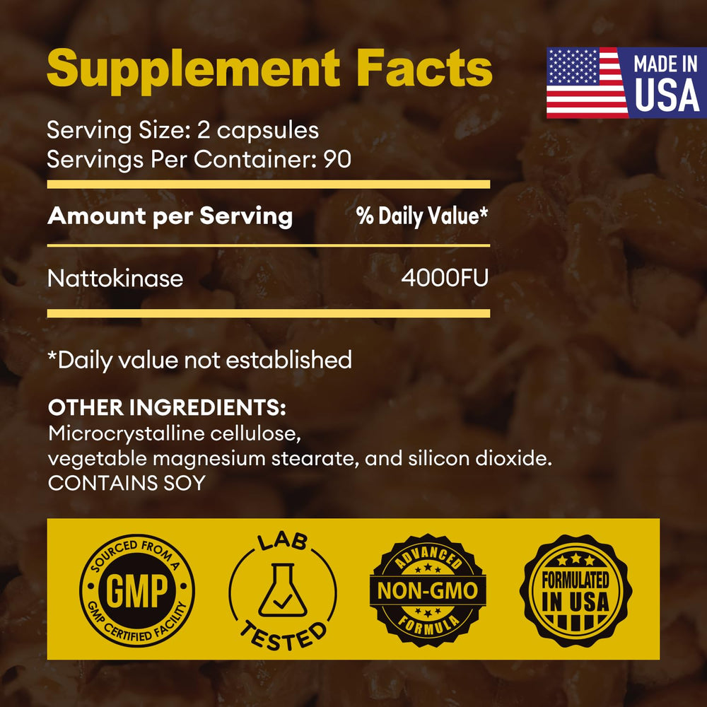 ISDG Nattokinase 4000 FU bottle - back view with label and supplement facts