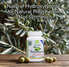 Label for Island Nutrition Hydroxytyrosol Complex Olive Fruit Extract