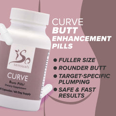 Boxed IsoSensuals Curve Butt Pills packaging beside bottle