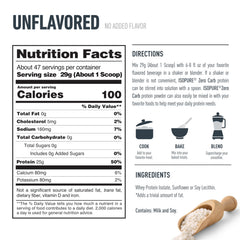 Unflavored Isopure whey protein powder in 3 lb container