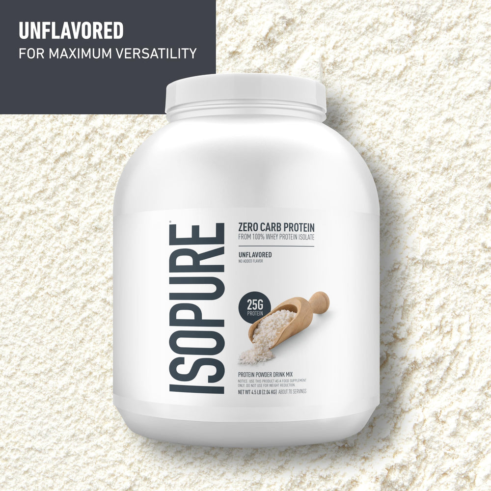 Isopure Zero Carb whey protein isolate unflavored 4.5 lb nutrition label