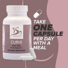 IsoSensuals Curve Butt Enhancement Pills lifestyle scene, pairing with booty cream for routine.