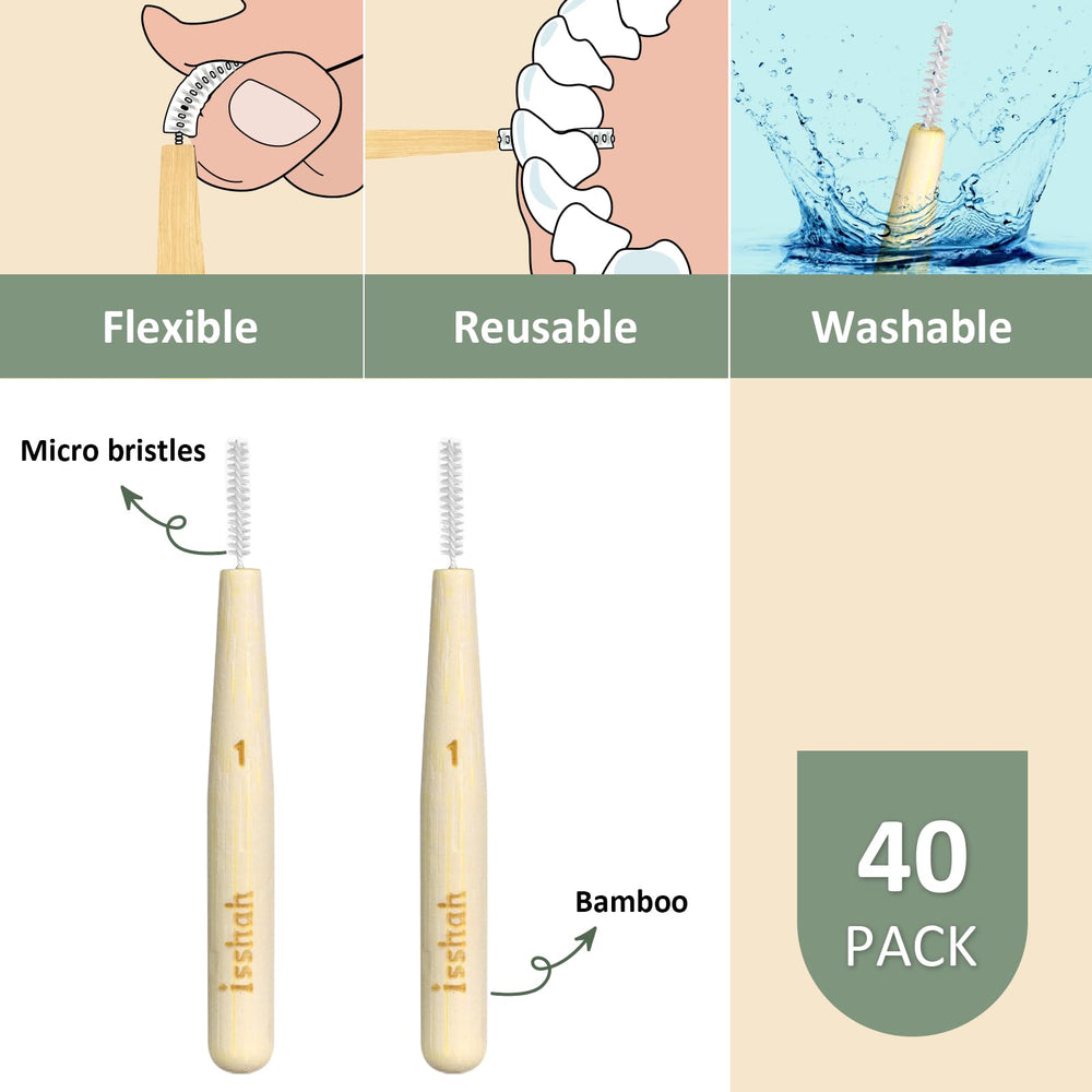 Protective cap on bamboo interdental brush
