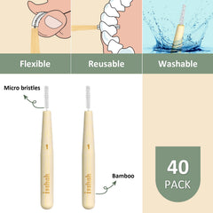 Protective cap on bamboo interdental brush