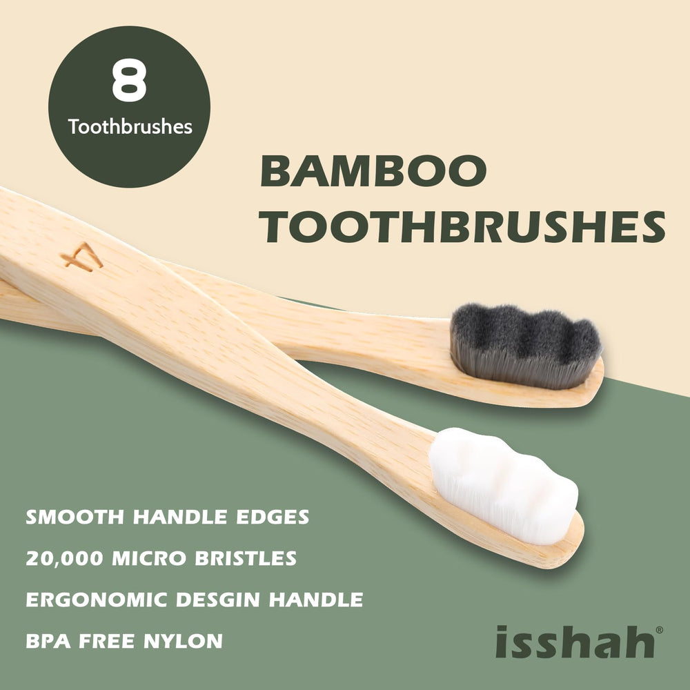 Close-up of ultra-soft nano bristles on Isshah bamboo toothbrush