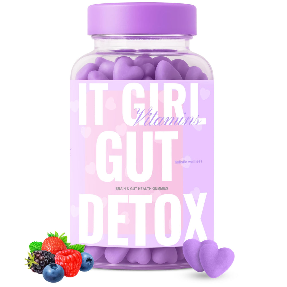 It Girl Gut Detox bottle-front shows daily vegan digestion support.
