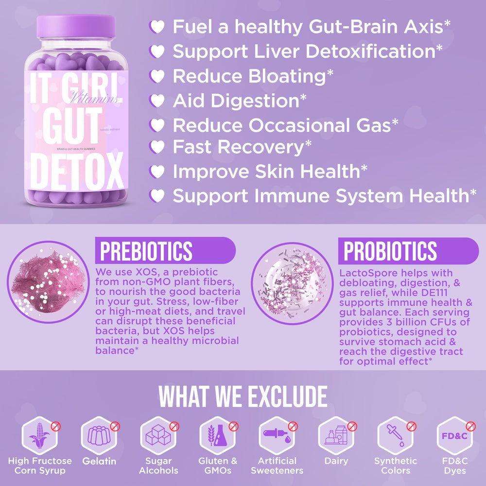 It Girl Gut Detox-packaging-display communicates vegan, non-GMO, clean ingredients.
