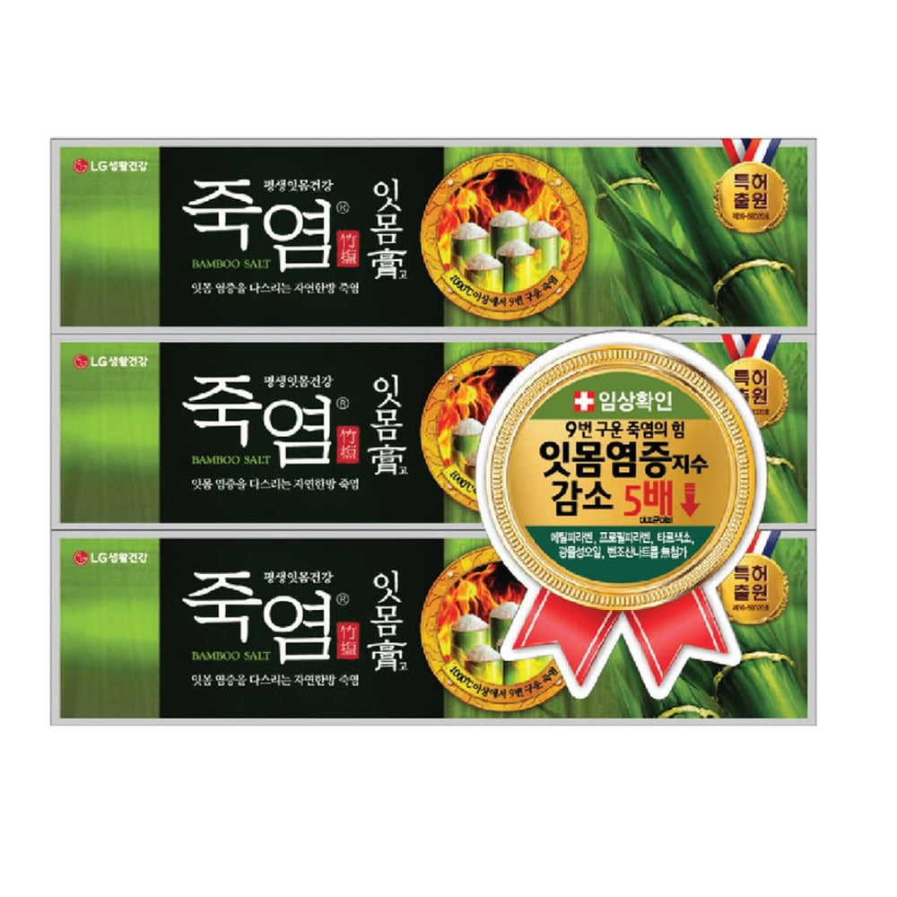 Front view of LG ITMOMGO Bamboo Salt Toothpaste 120g 3-pack