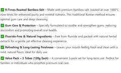 Product label with ingredients and bamboo salt information