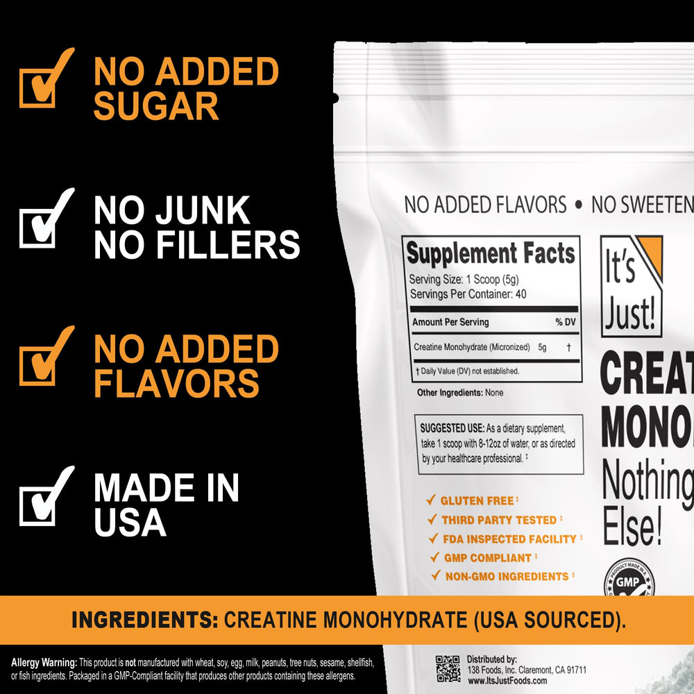 Close-up of unflavored creatine powder texture