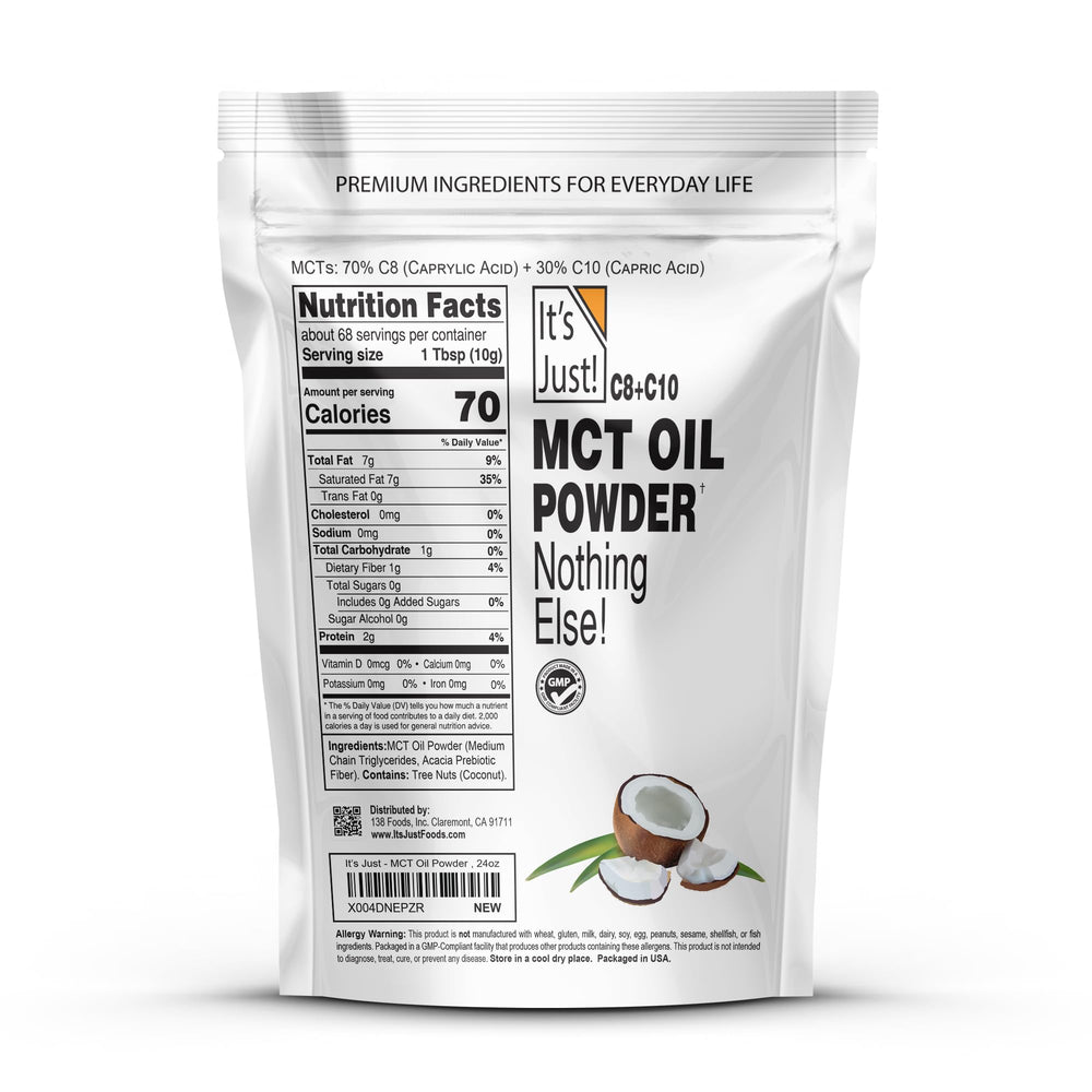 Scooping MCT powder into coffee