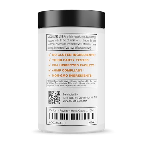 Front label of It's Just Psyllium Husk dietary fiber supplement