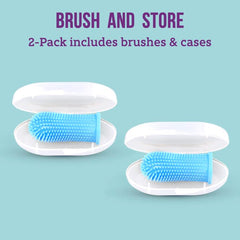 For infants and toddlers: pink finger toothbrush set