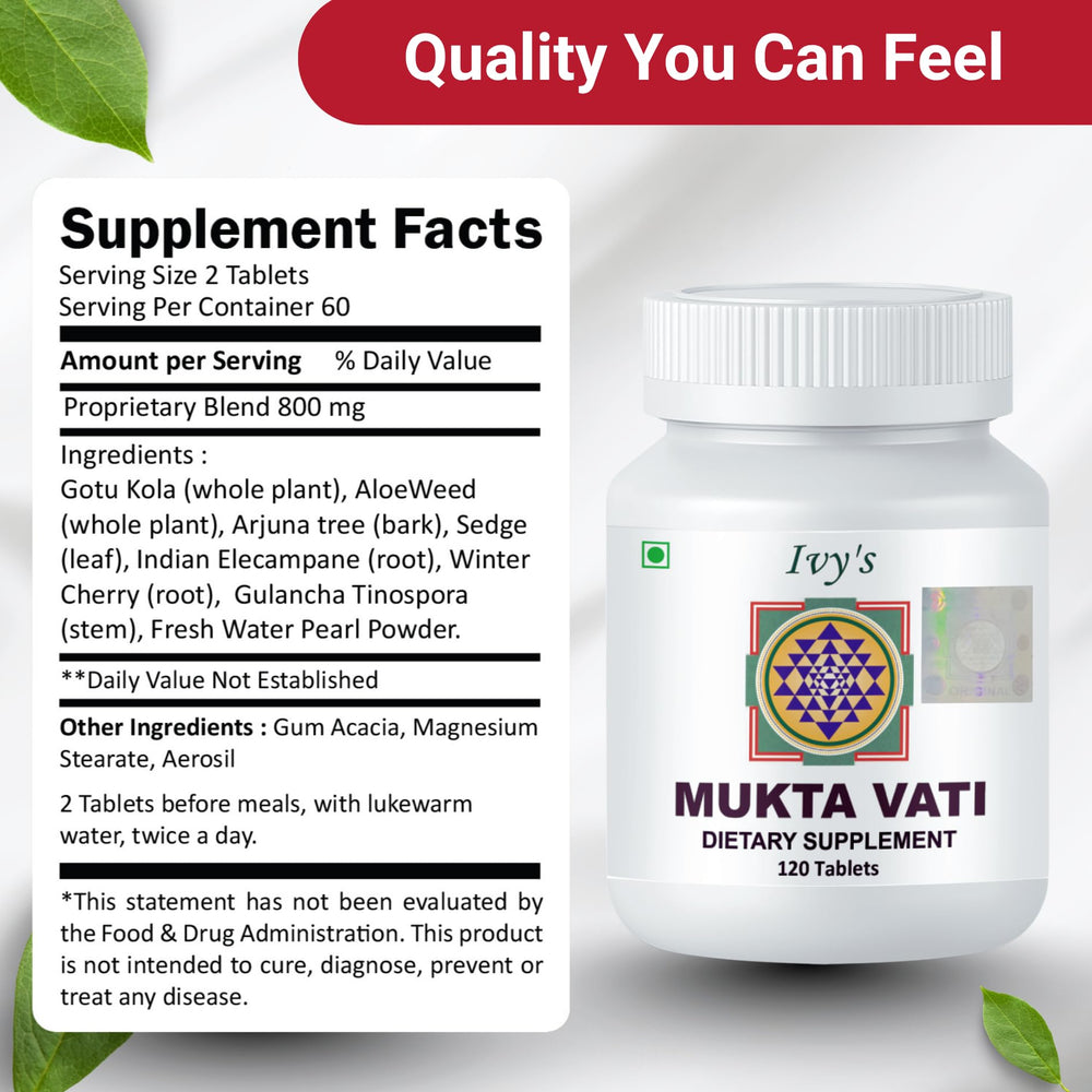 Product display of Ivy's Mukta Vati on shelf
