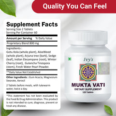 Product display of Ivy's Mukta Vati on shelf